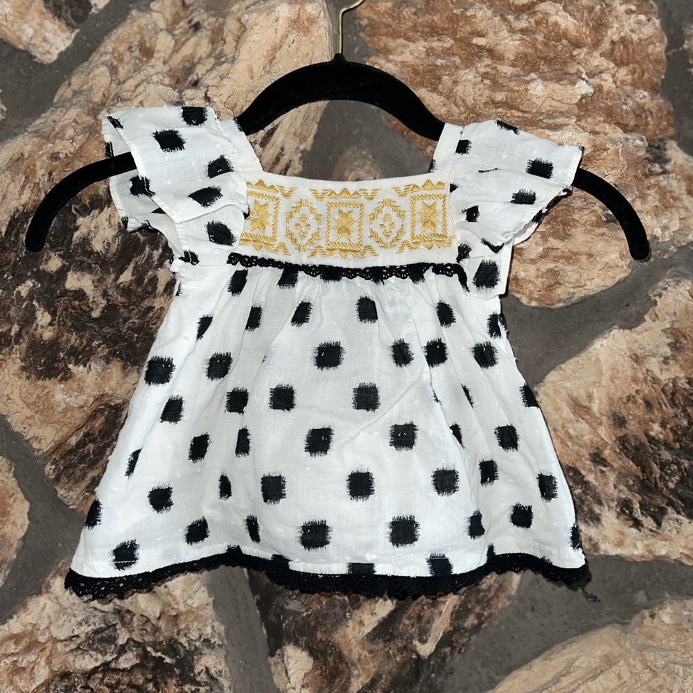 Jessica Simpson Black and White Checkered Kids Blouse